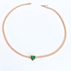 Heart 3mm Tennis Necklace, Tennis Chokers With Heart Stone, Women Chokers
