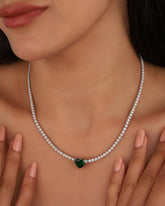 Heart 3mm Tennis Necklace, Tennis Chokers With Heart Stone, Women Chokers