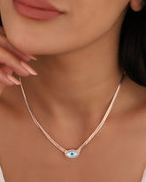 Herringbone Chain Eye Silver Necklace, 18 K gold snake chain