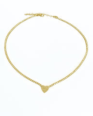 2 mm Tennis Chain Heart Sterling Silver Necklace, Cubic Zirconia Tennis Choker