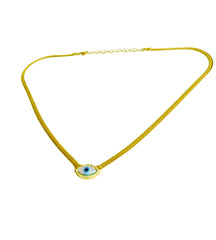 سلسلة ثعبان متعددة الطبقات مع عين شريرة من الأوبال - قلادة سلسلة متعرجة