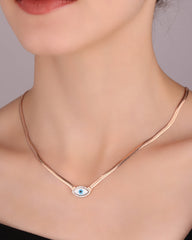 سلسلة ثعبان متعددة الطبقات مع عين شريرة من الأوبال - قلادة سلسلة متعرجة