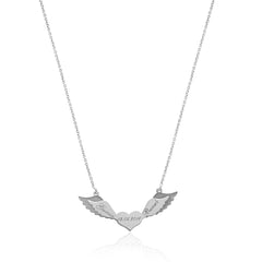 قلادة على شكل قلب على شكل جناح ملاك وتاريخ ميلاد لعيد الحب