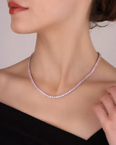 3 mm Pink Stone Gold Diamond Tennis Chain Necklace