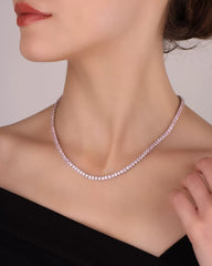 3 mm Pink Stone Gold Diamond Tennis Chain Necklace