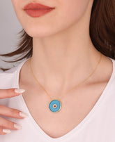 قلادة من الفضة الإسترلينية على شكل عين شريرة دائرية من الزجاج