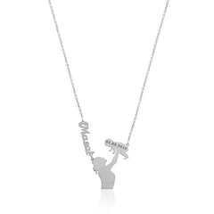 Sterling Silver Necklace with Mother's Name and Date for Newborn Baby