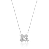Sterling Silver Necklace with Valentine's Names on the Swing
