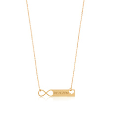 Significant Day Date Plate Sterling Silver Necklace With Eternity and Heart