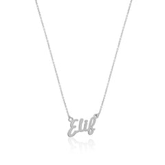 قلادة فضية باسم شخصي مكتوب بخط اليد
