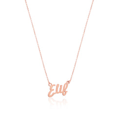 قلادة فضية باسم شخصي مكتوب بخط اليد