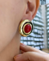 أقراط دائرية هندسية مضلعة | أقراط بأحجار كبيرة | أقراط بسيطة