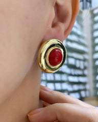 أقراط دائرية هندسية مضلعة | أقراط بأحجار كبيرة | أقراط بسيطة