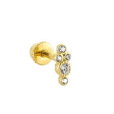 14K Gold Tragus Piercing With Lined Stone