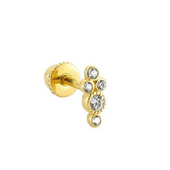 14K Gold Tragus Piercing With Lined Stone