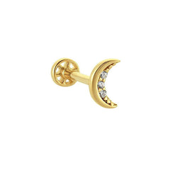 Crescent Stone 14K Gold Tragus Piercing