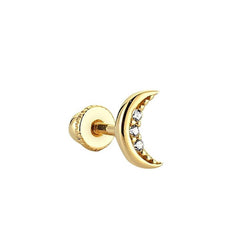 Crescent Stone 14K Gold Tragus Piercing