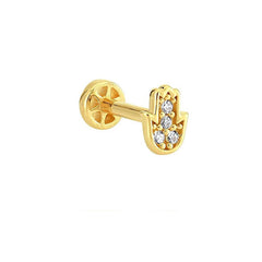 Stone Hamsa 14K Gold Tragus Piercing