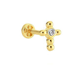 Stone Cross 14K Gold Tragus Piercing
