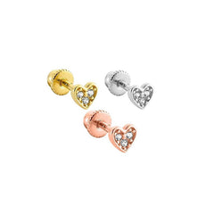 14K Gold Tragus Piercing With Heart Stone