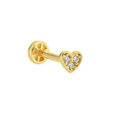 14K Gold Tragus Piercing With Heart Stone
