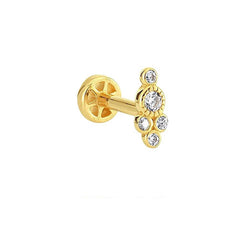 Five Stoned 14K Gold Tragus Piercing
