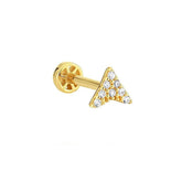 14K Gold Tragus Piercing With Kite Stone