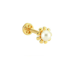 14K Gold Tragus Piercing with Pearls