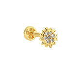 14K Gold Tragus Piercing with Daisy Stone