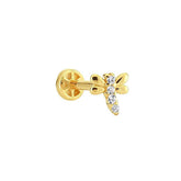 14K Gold Tragus Piercing With Dragonfly Stone