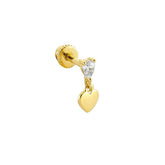 14K Gold Tragus Piercing With Stone And Without Stone