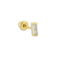 Baguette Single Stone 14K Gold Tragus Piercing