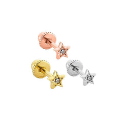 Single Stone Star 14K Gold Tragus Piercing