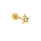 Single Stone Star 14K Gold Tragus Piercing