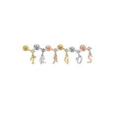 Dangle Letter 14K Gold Tragus Piercing