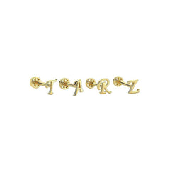Studded Letter 14K Gold Tragus Piercing