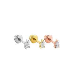 14K Gold Tragus Piercing With Drop Stone