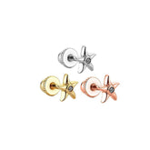 Single Stone Sea Star 14K Gold Tragus Piercing
