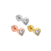Single Stone Heart 14K Gold Tragus Piercing
