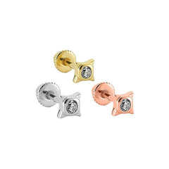 Single Stone Rectangular 14K Gold Tragus Piercing