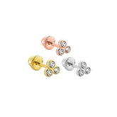 3 Stone 14K Gold Tragus Piercing