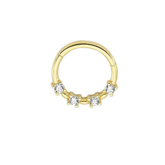 4 Stone Round 14K Gold Helix Piercing