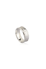 Silver Men's Wedding Band Ring With Band