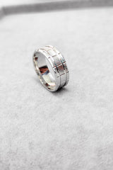 Silver Men's Wedding Band Ring With Band