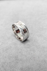 Silver Men's Wedding Band Ring With Band