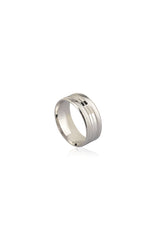 Silver Men's Wedding Band Ring With Band