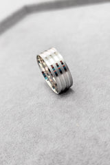 Silver Men's Wedding Band Ring With Band