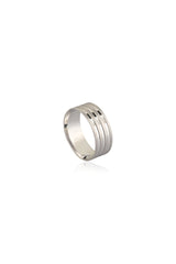 Silver Men's Wedding Band Ring With Band