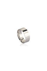Silver Men's Wedding Band Ring Flat Surface Oval