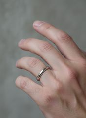 Silver Thin Wedding Band Ring Flat Surface